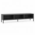 Meuble TV industriel doux graphite 165x41x50 cm avec structure surélevée et 3 compartiments