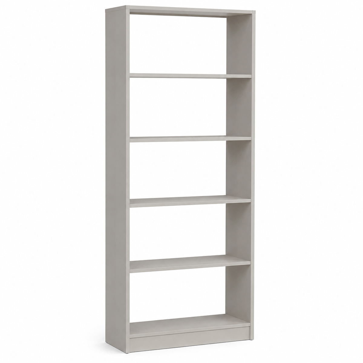 Bibliothèque minimaliste gris perle 80x30x180 cm avec 5 niveaux ouverts