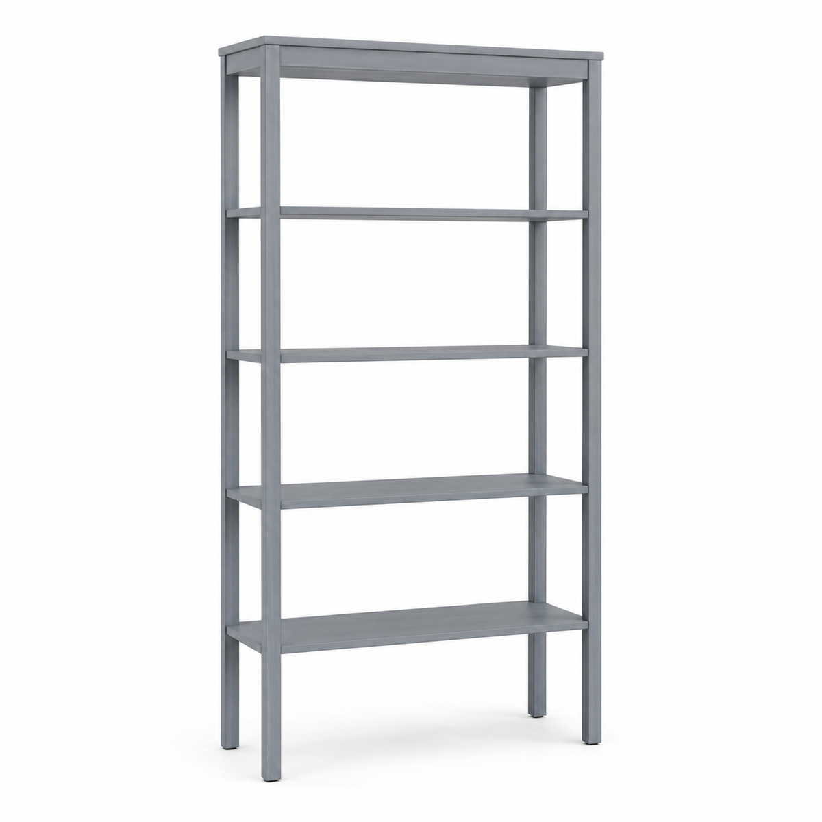 Bibliothèque Japandi gris bleuté 90x30x185 cm à 5 niveaux et montants fins