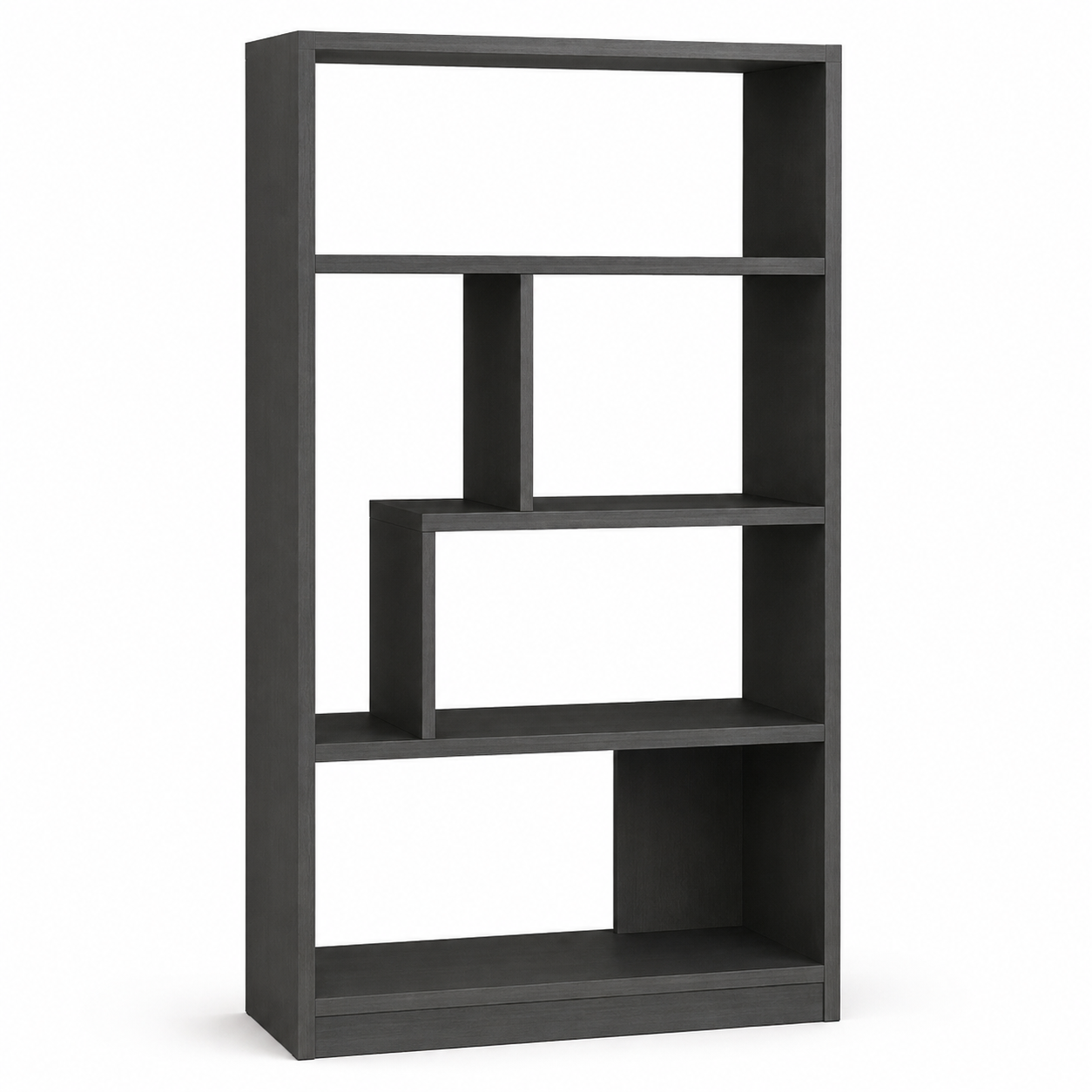Bibliothèque contemporaine graphite 100x35x190 cm avec 6 niveaux asymétriques