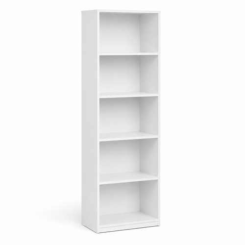 Bibliothèque moderne blanc froid 60x28x160 cm avec 5 niveaux pour petit espace