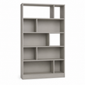 Bibliothèque Japandi gris perle 110x34x190 cm avec 6 niveaux et niches décalées