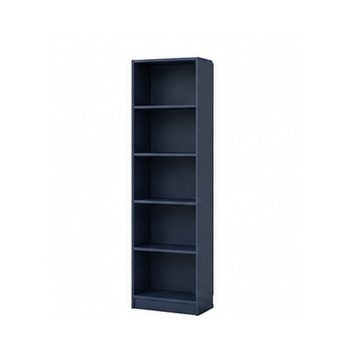 Bibliothèque contemporaine bleu nuit 65x30x180 cm avec 5 niveaux étroits
