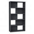 Bibliothèque moderne gris anthracite 88x33x176 cm avec 5 niveaux et fond partiel