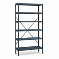 Bibliothèque industrielle douce bleu pétrole 92x32x188 cm avec 6 niveaux sur structure métal