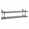 Étagère murale industrielle douce gris acier 110x24x28 cm avec 2 tablettes et supports métalliques