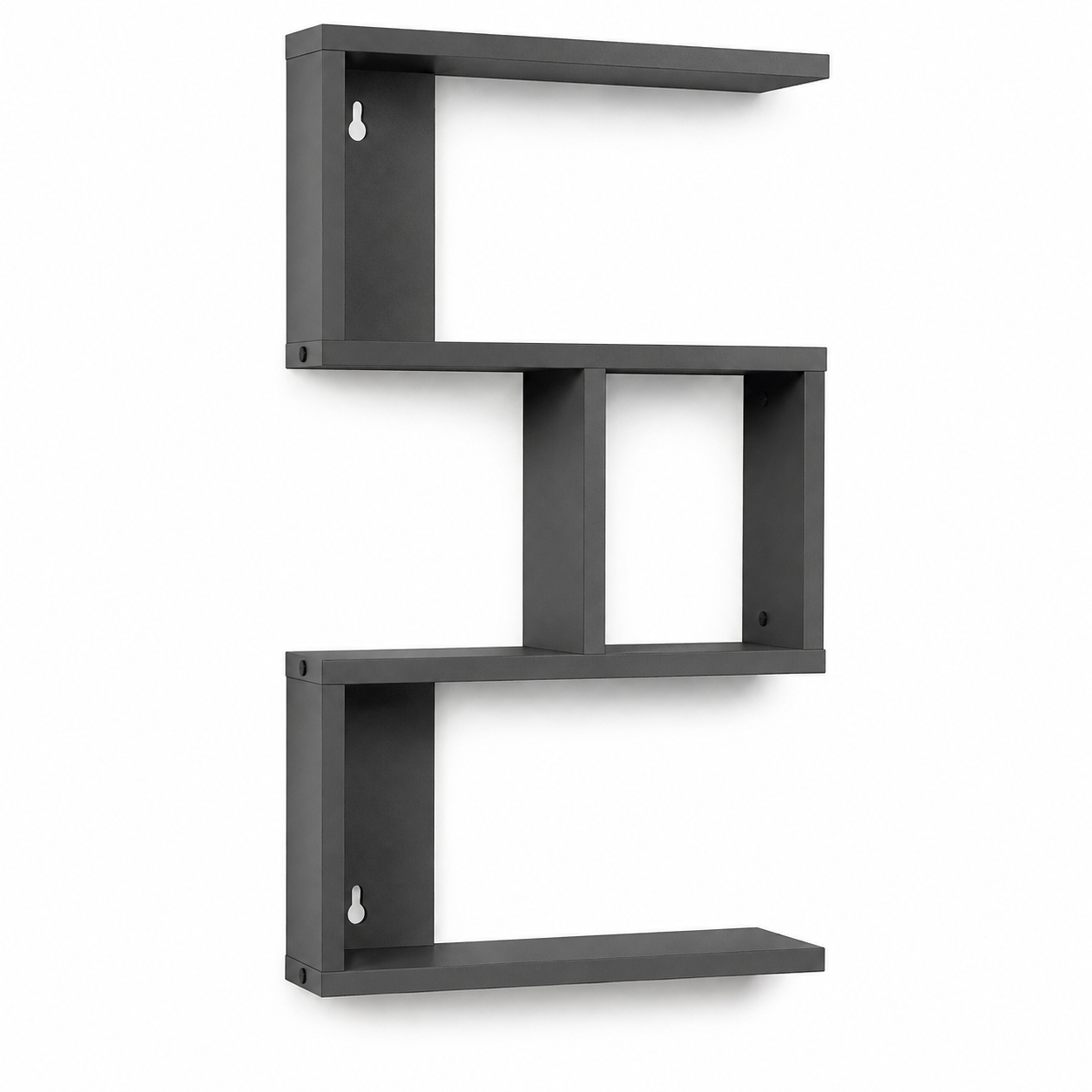 Étagère murale contemporaine gris anthracite 70x20x30 cm avec composition verticale à 3 niveaux