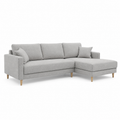 Canapé d'angle scandinave gris perle 235x155x82 cm avec angle compact et assise profonde
