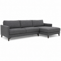 Canapé d'angle minimaliste graphite 260x170x85 cm avec accoudoirs fins et dossier bas