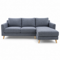 Canapé d'angle scandinave gris bleuté 240x158x82 cm avec méridienne réversible et pieds bois
