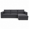 Canapé d'angle minimaliste gris anthracite 255x168x84 cm avec silhouette basse et coussins fermes