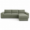 Canapé d'angle Japandi vert sauge froid 265x172x85 cm avec angle réversible et accoudoirs larges