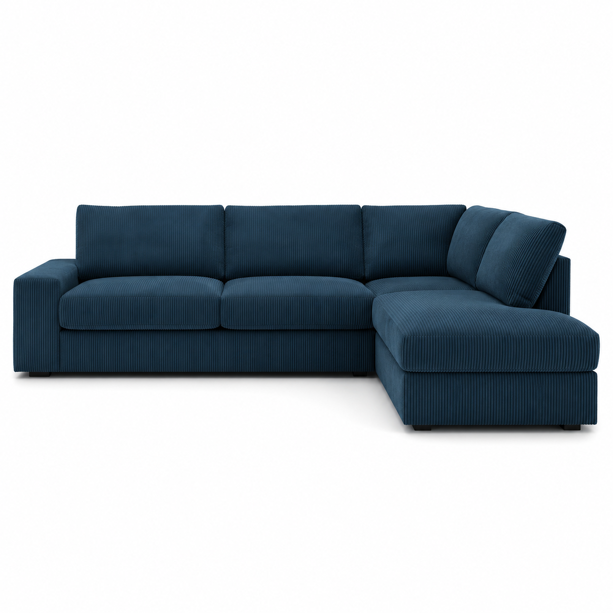 Canapé d'angle moderne bleu pétrole 275x178x87 cm avec angle droit et dossier généreux