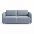 Canapé 2 places Japandi bleu brume 155x84x79 cm avec assise profonde et pieds bas