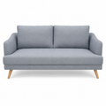 Canapé 2 places scandinave gris bleuté 165x86x82 cm avec assise large et 2 coussins de dossier