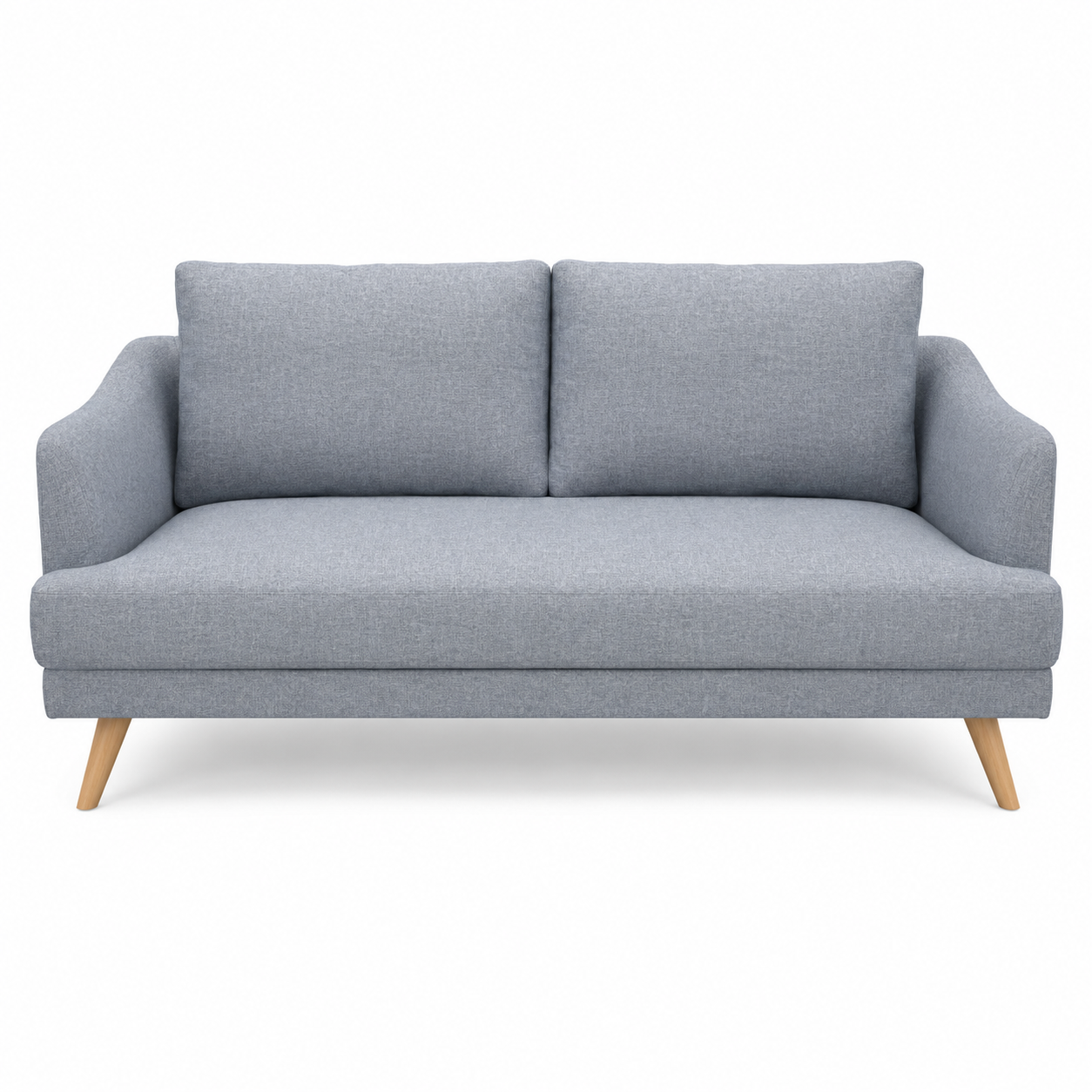 Canapé 2 places scandinave gris bleuté 165x86x82 cm avec assise large et 2 coussins de dossier