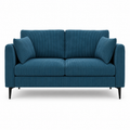 Canapé 2 places moderne bleu pétrole 162x86x81 cm avec coussins amovibles et pieds noirs