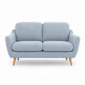 Canapé 2 places scandinave bleu glacier 146x80x79 cm avec format compact et assise moelleuse
