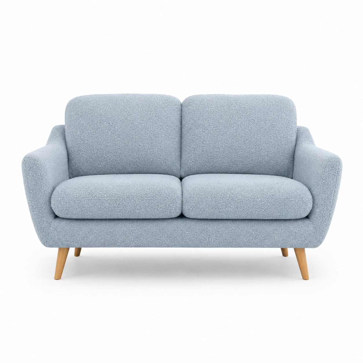 Canapé 2 places scandinave bleu glacier 146x80x79 cm avec format compact et assise moelleuse