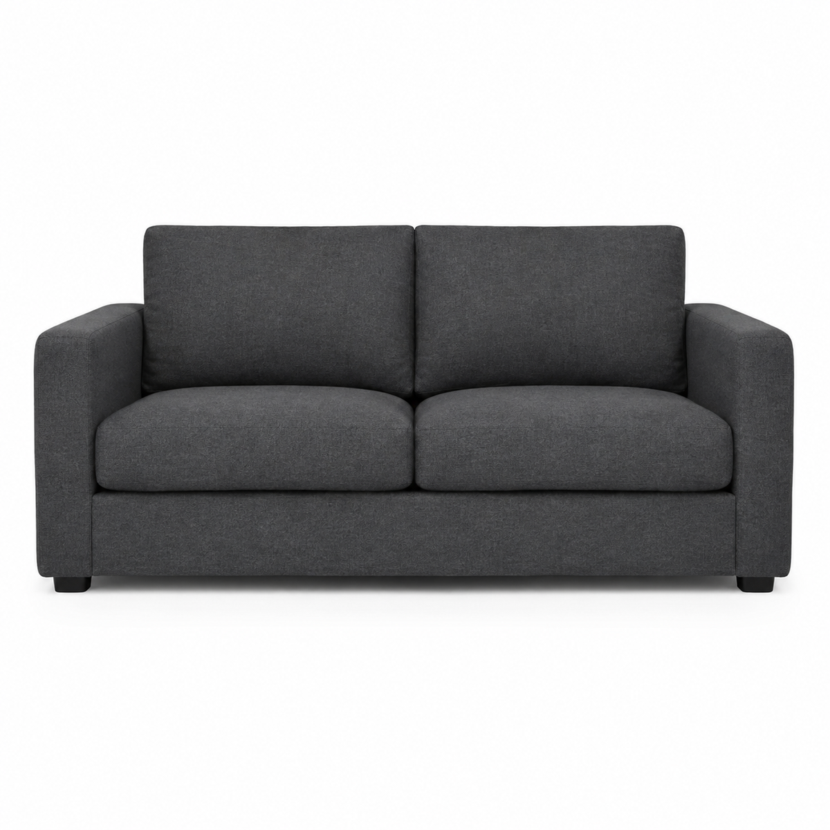Canapé 2 places minimaliste gris anthracite 168x86x82 cm avec assise profonde et accoudoirs droits