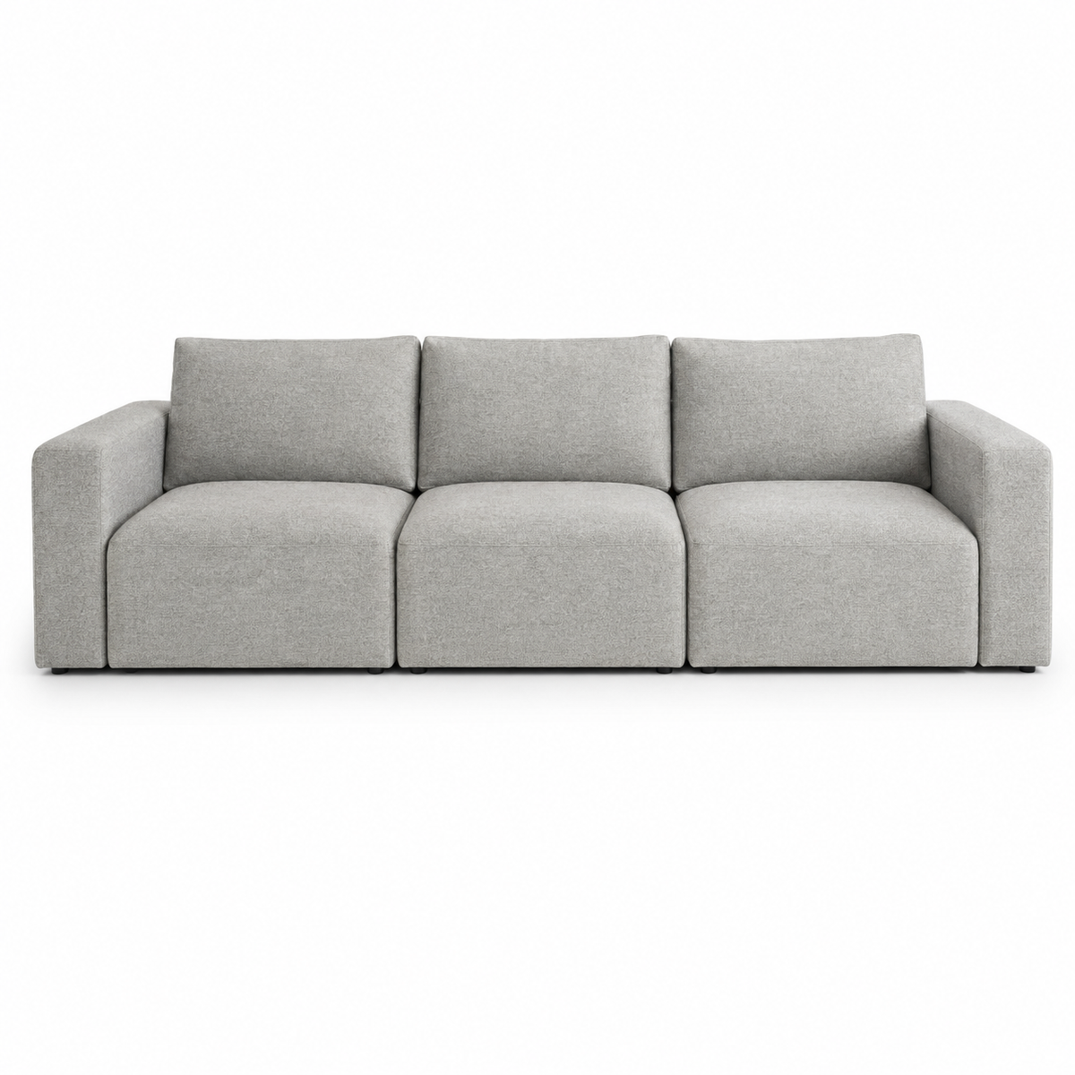 Canapé modulaire contemporain gris perle 250x95x82 cm avec 3 modules indépendants et coussins amovibles