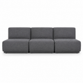 Canapé modulaire minimaliste graphite 270x98x80 cm avec 3 modules sans accoudoir central