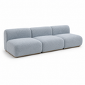 Canapé modulaire Japandi bleu brume 260x96x79 cm avec 3 modules bas et assises profondes