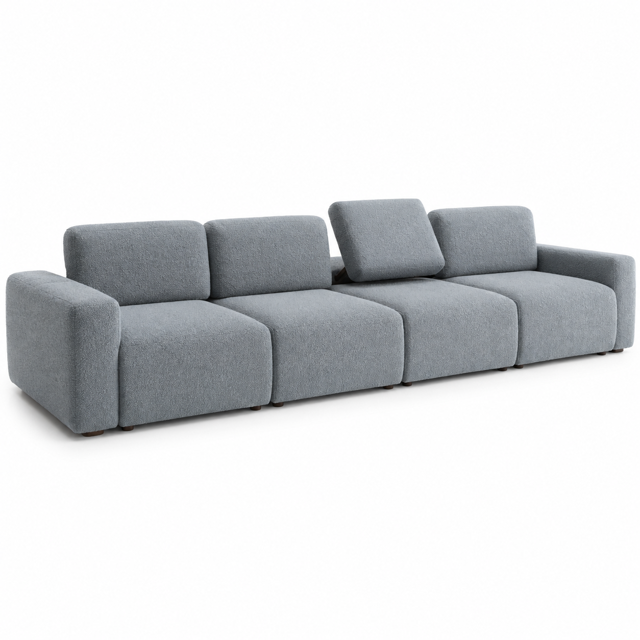 Canapé modulaire scandinave gris bleuté 280x100x82 cm avec 4 modules et dossier mobile