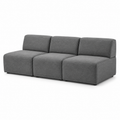 Canapé modulaire minimaliste gris ardoise 240x92x78 cm avec 3 modules compacts et ligne basse