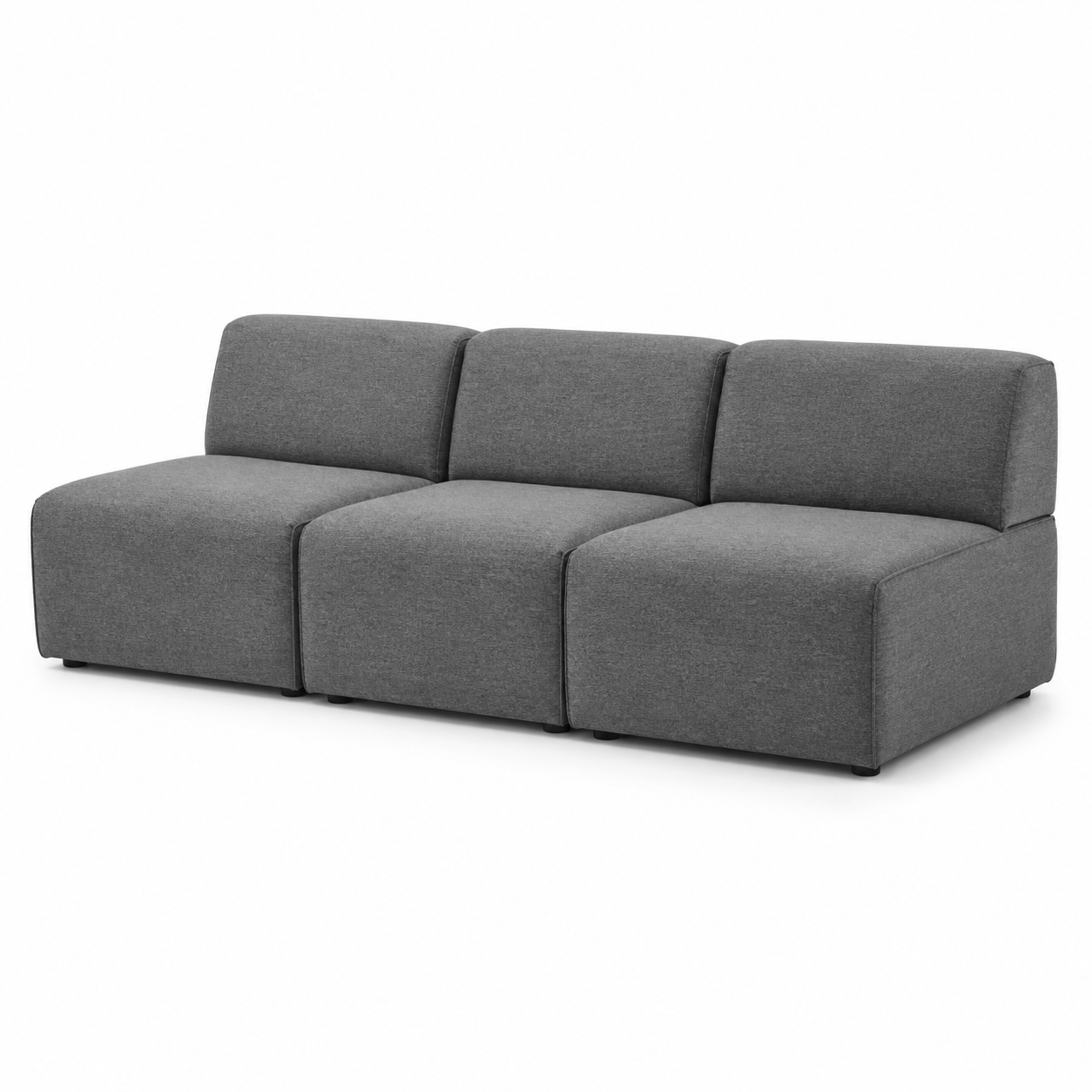 Canapé modulaire minimaliste gris ardoise 240x92x78 cm avec 3 modules compacts et ligne basse