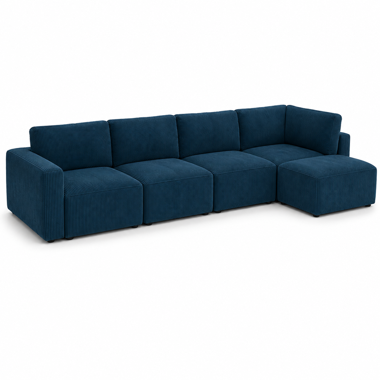 Canapé modulaire moderne bleu pétrole 305x106x86 cm avec 5 modules et angle configurable