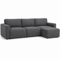 Canapé modulaire contemporain gris anthracite 265x96x81 cm avec 3 modules et pouf d'appoint intégré